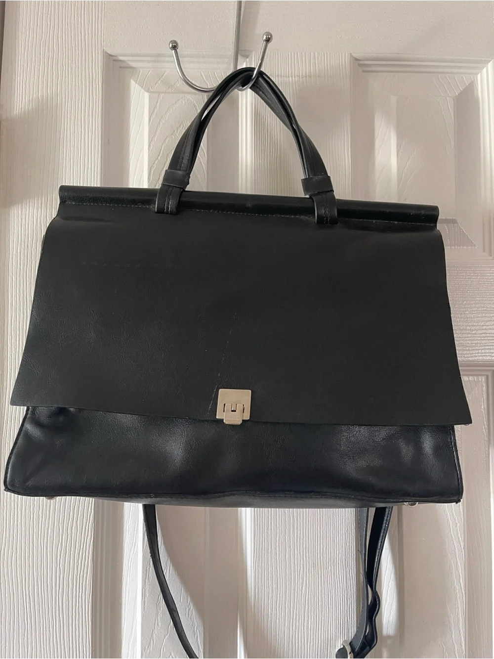 Black UNISEX Flap Top Briefcase-Style Bag-VINTAGE